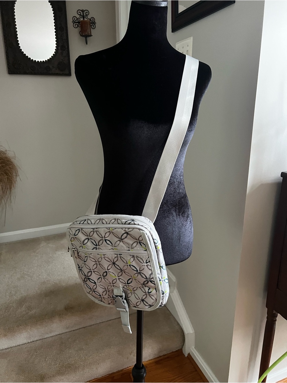 Eddie Bauer Travex Durable Canvas Crossbody Bag Tech Travel Geometric